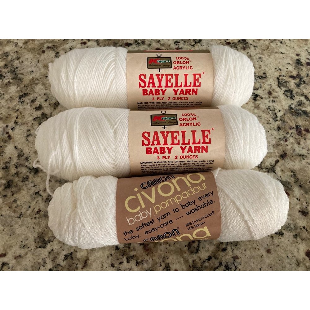 Caron Sayelle Baby Yarn White Acrylic Skein Lot Craft Crochet